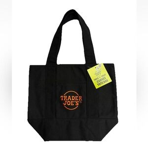 Trader Joe's Black and orange canvas mini Tote Bag